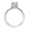 Artcarved Bridal Semi-Mounted with Side Stones Contemporary Rope Solitaire Engagement Ring Clarice 14K White Gold Primary & 14K Rose Gold