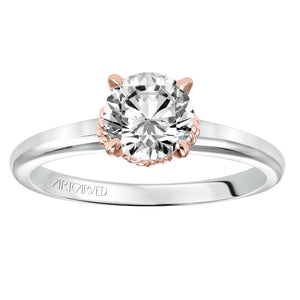 Artcarved Bridal Mounted with CZ Center Contemporary Rope Solitaire Engagement Ring Clarice 14K White Gold Primary & 14K Rose Gold