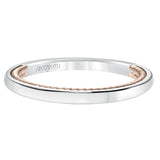 Artcarved Bridal Band No Stones Contemporary Rope Solitaire Wedding Band Cameron 14K White Gold Primary & 14K Rose Gold