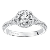 Artcarved Bridal Semi-Mounted with Side Stones Contemporary Twist Halo Engagement Ring Liana 14K White Gold