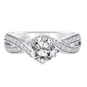 Artcarved Bridal Mounted with CZ Center Contemporary Twist Diamond Engagement Ring Presley 14K White Gold