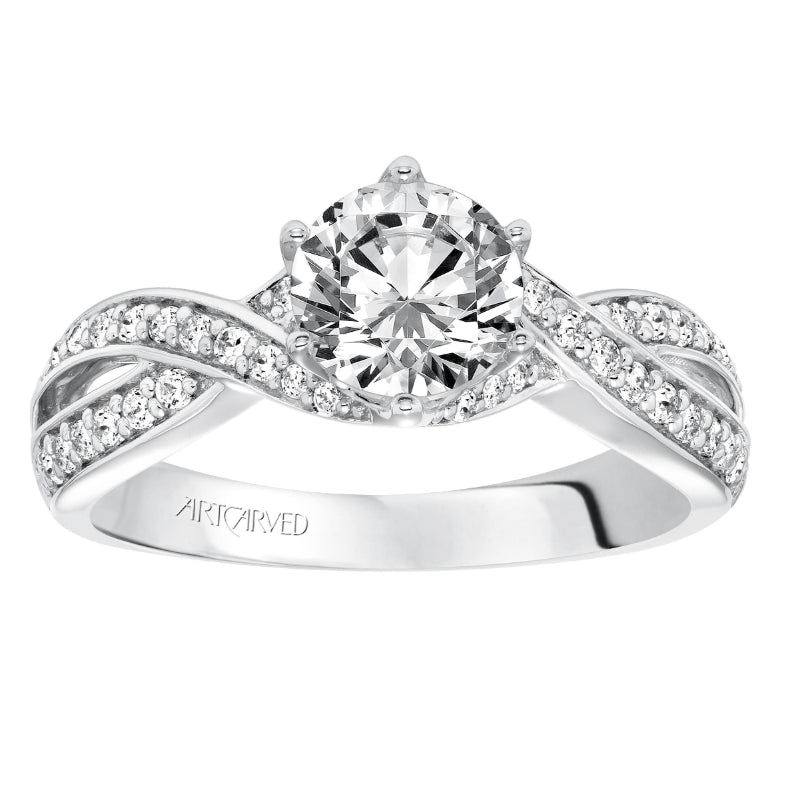 Artcarved Bridal Mounted with CZ Center Contemporary Twist Diamond Engagement Ring Presley 14K White Gold