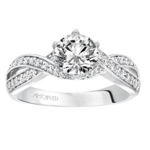 Artcarved Bridal Mounted with CZ Center Contemporary Twist Diamond Engagement Ring Presley 14K White Gold