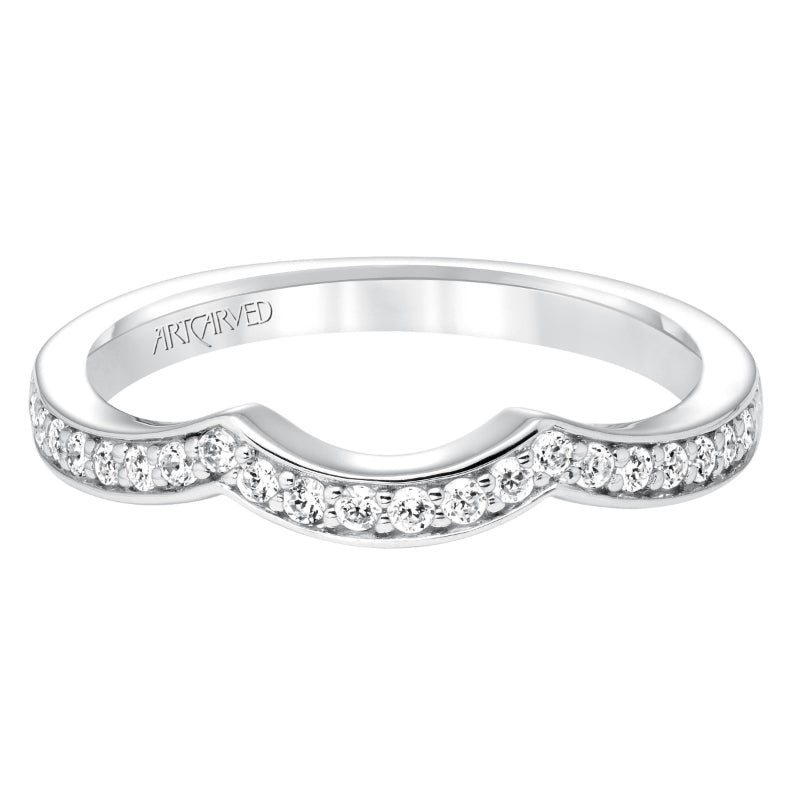 Artcarved Bridal Mounted with Side Stones Contemporary Twist Diamond Wedding Band Presley 14K White Gold