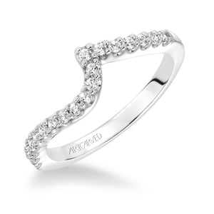 Artcarved Bridal Mounted with Side Stones Contemporary Diamond Wedding Band Orla 14K White Gold