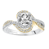 Artcarved Bridal Mounted with CZ Center Contemporary Halo Engagement Ring Adeena 14K White Gold Primary & 14K Yellow Gold