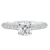 Artcarved Bridal Mounted with CZ Center Classic Pave Diamond Engagement Ring Blair 14K White Gold