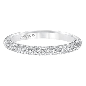 Artcarved Bridal Mounted with Side Stones Classic Pave Diamond Wedding Band Blair 14K White Gold