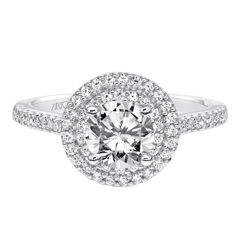 Artcarved Bridal Mounted with CZ Center Classic Halo Engagement Ring Melinda 14K White Gold