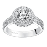 Artcarved Bridal Semi-Mounted with Side Stones Classic Halo Engagement Ring Kristen 14K White Gold