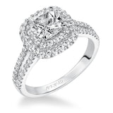 Artcarved Bridal Mounted with CZ Center Classic Halo Engagement Ring Dorothy 14K White Gold