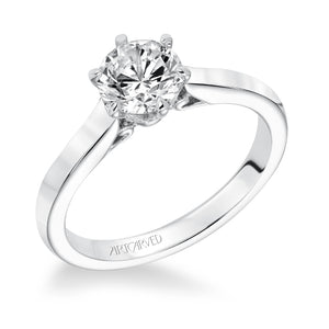 Artcarved Bridal Semi-Mounted with Side Stones Classic Solitaire Engagement Ring Chivon 14K White Gold