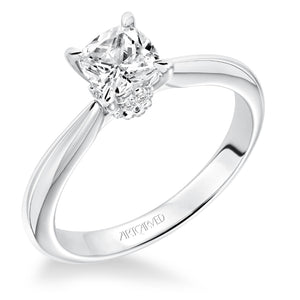 Artcarved Bridal Semi-Mounted with Side Stones Classic Solitaire Engagement Ring Paige 14K White Gold