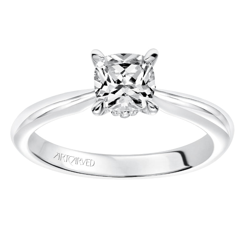 Artcarved Bridal Semi-Mounted with Side Stones Classic Solitaire Engagement Ring Paige 14K White Gold