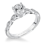 Artcarved Bridal Mounted with CZ Center Vintage Filigree Diamond Engagement Ring Caraline 14K White Gold