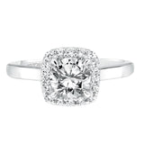 Artcarved Bridal Mounted with CZ Center Classic Halo Engagement Ring Ariana 14K White Gold