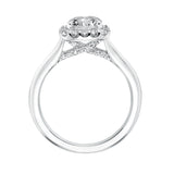 Artcarved Bridal Mounted with CZ Center Classic Halo Engagement Ring Ariana 14K White Gold