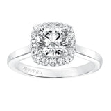 Artcarved Bridal Mounted with CZ Center Classic Halo Engagement Ring Ariana 14K White Gold