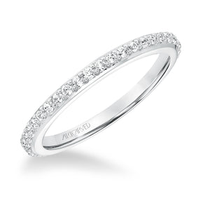 Artcarved Bridal Mounted with Side Stones Classic Halo Diamond Wedding Band Evangeline 14K White Gold