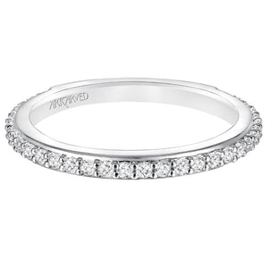 Artcarved Bridal Mounted with Side Stones Classic Halo Diamond Wedding Band Evangeline 14K White Gold