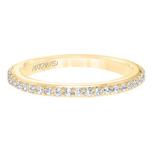 Artcarved Bridal Mounted with Side Stones Classic Halo Diamond Wedding Band Evangeline 14K Yellow Gold