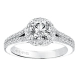 Artcarved Bridal Semi-Mounted with Side Stones Classic Halo Engagement Ring Taylor 14K White Gold