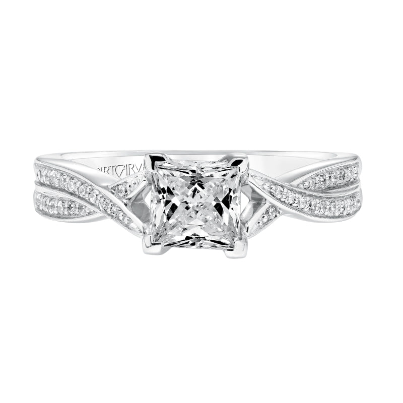 Artcarved Bridal Mounted with CZ Center Contemporary Twist Diamond Engagement Ring London 14K White Gold