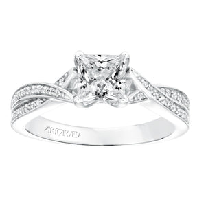 Artcarved Bridal Mounted with CZ Center Contemporary Twist Diamond Engagement Ring London 14K White Gold