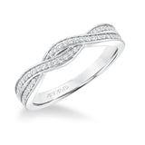 Artcarved Bridal Mounted with Side Stones Contemporary Twist Diamond Wedding Band London 14K White Gold