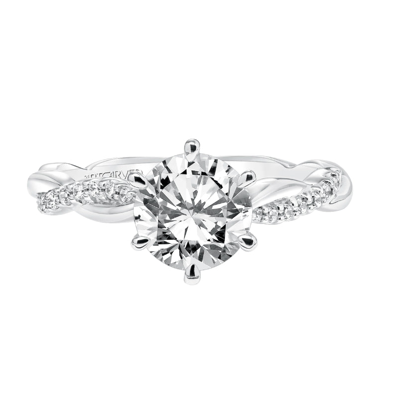 Artcarved Bridal Mounted with CZ Center Contemporary Twist Engagement Ring Marnie 14K White Gold