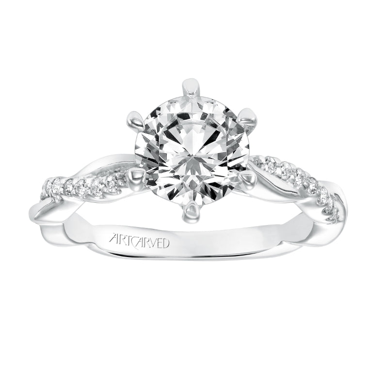 Artcarved Bridal Mounted with CZ Center Contemporary Twist Engagement Ring Marnie 14K White Gold