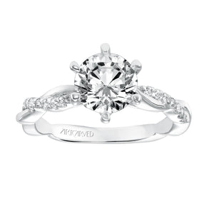 Artcarved Bridal Semi-Mounted with Side Stones Contemporary Twist Engagement Ring Marnie 14K White Gold