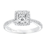Artcarved Bridal Semi-Mounted with Side Stones Classic Halo Engagement Ring Leighton 14K White Gold