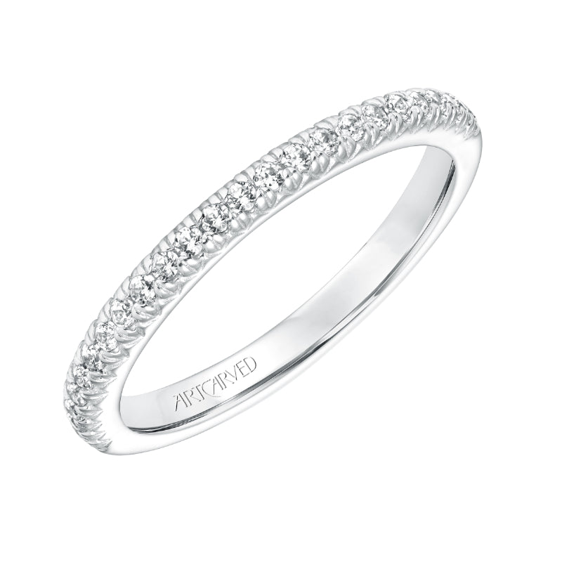 Artcarved Bridal Mounted with Side Stones Classic Halo Diamond Wedding Band Maisy 14K White Gold