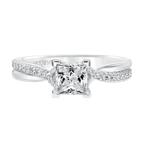 Artcarved Bridal Semi-Mounted with Side Stones Contemporary Twist Diamond Engagement Ring Tate 14K White Gold