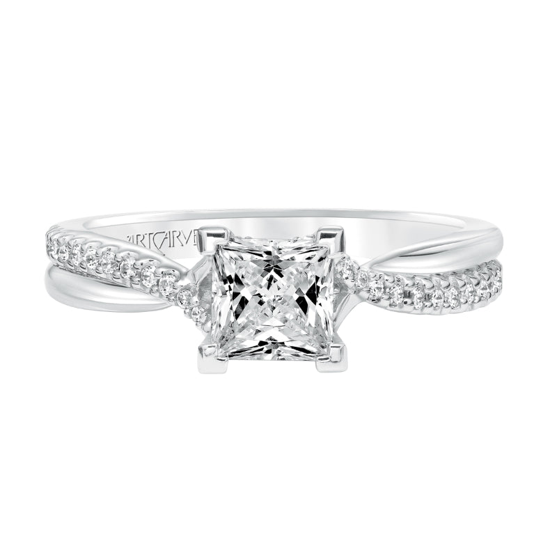 Artcarved Bridal Mounted with CZ Center Contemporary Twist Diamond Engagement Ring Tate 14K White Gold