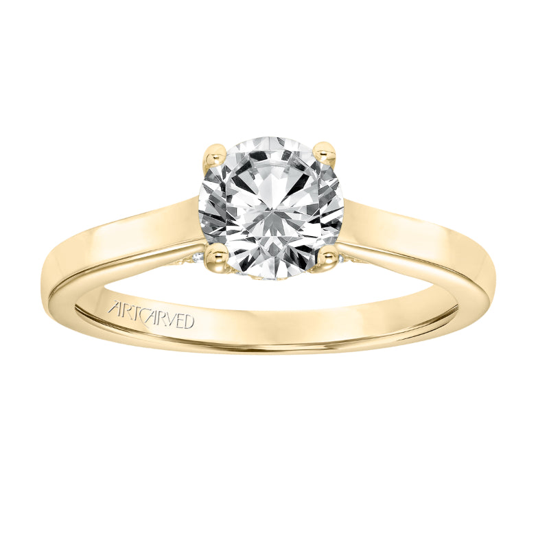 Artcarved Bridal Mounted with CZ Center Classic Solitaire Engagement Ring Ina 14K Yellow Gold