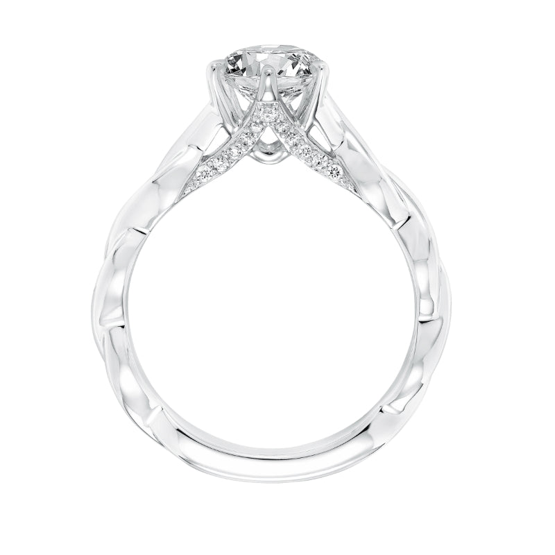 Artcarved Bridal Semi-Mounted with Side Stones Contemporary Twist Solitaire Engagement Ring Tala 14K White Gold