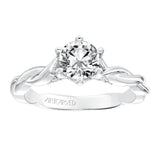 Artcarved Bridal Semi-Mounted with Side Stones Contemporary Twist Solitaire Engagement Ring Tala 14K White Gold