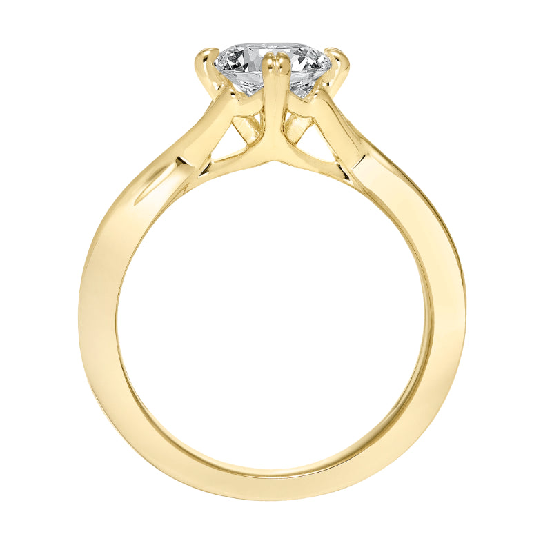 Artcarved Bridal Mounted with CZ Center Contemporary Twist Solitaire Engagement Ring Kennedy 14K Yellow Gold