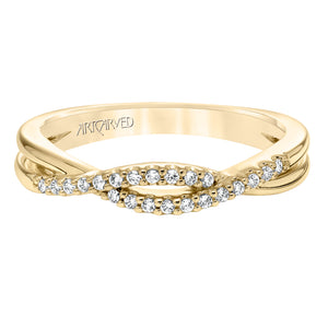 Artcarved Bridal Mounted with Side Stones Contemporary Twist Solitaire Diamond Wedding Band Kennedy 14K Yellow Gold