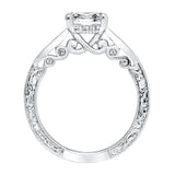 Artcarved Bridal Mounted with CZ Center Vintage Filigree Diamond Engagement Ring Minnie 14K White Gold