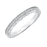 Artcarved Bridal Mounted with Side Stones Vintage Filigree 3-Stone Diamond Wedding Band Rowan 14K White Gold