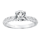 Artcarved Bridal Mounted with CZ Center Vintage Filigree Diamond Engagement Ring Anwen 14K White Gold