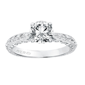 Artcarved Bridal Mounted with CZ Center Vintage Filigree Diamond Engagement Ring Anwen 14K White Gold