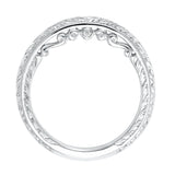 Artcarved Bridal Mounted with Side Stones Vintage Filigree Diamond Wedding Band Anwen 14K White Gold