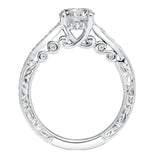 Artcarved Bridal Semi-Mounted with Side Stones Vintage Filigree Diamond Engagement Ring Hattie 14K White Gold