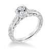 Artcarved Bridal Semi-Mounted with Side Stones Vintage Filigree Diamond Engagement Ring Amal 14K White Gold