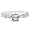 Artcarved Bridal Mounted with CZ Center Vintage Filigree Diamond Engagement Ring Amal 14K White Gold