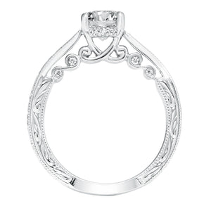 Artcarved Bridal Mounted with CZ Center Vintage Filigree Diamond Engagement Ring Amal 14K White Gold